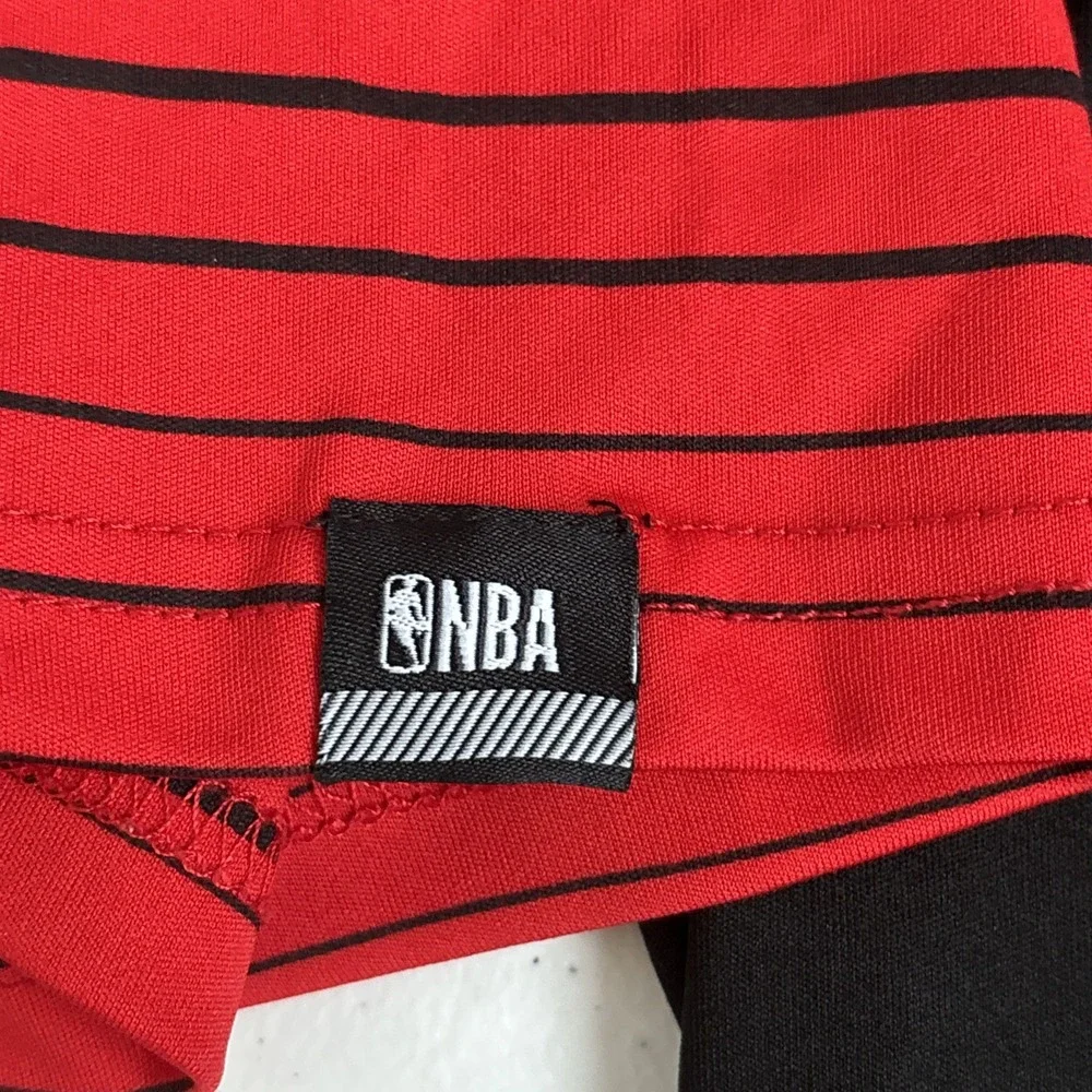 NBA Basketball Men's Medium Black and Red Striped Ball or Nothing Activewear Tee